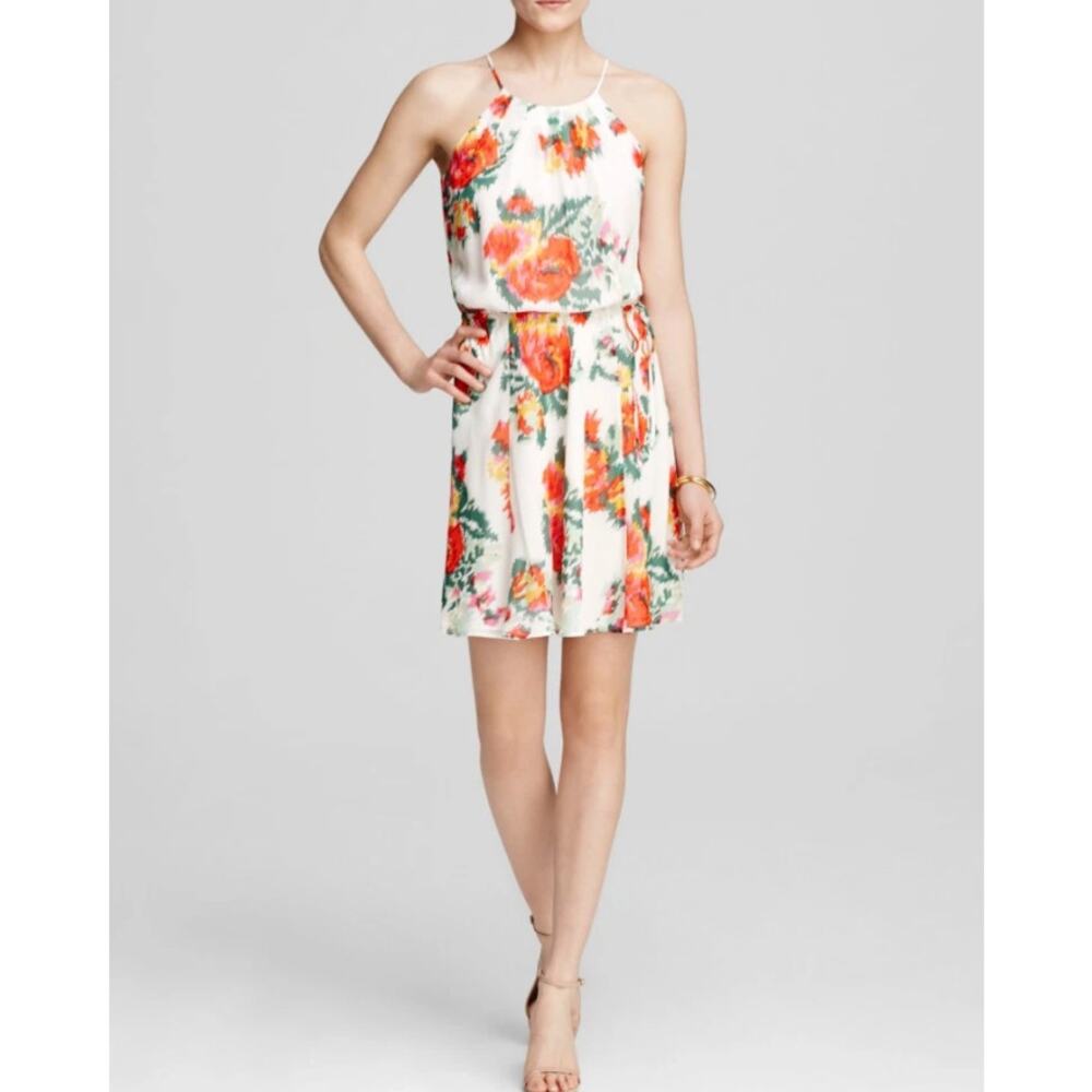 Joie Makana E Floral 100% Silk Mini Dress- Porcelain Size $388